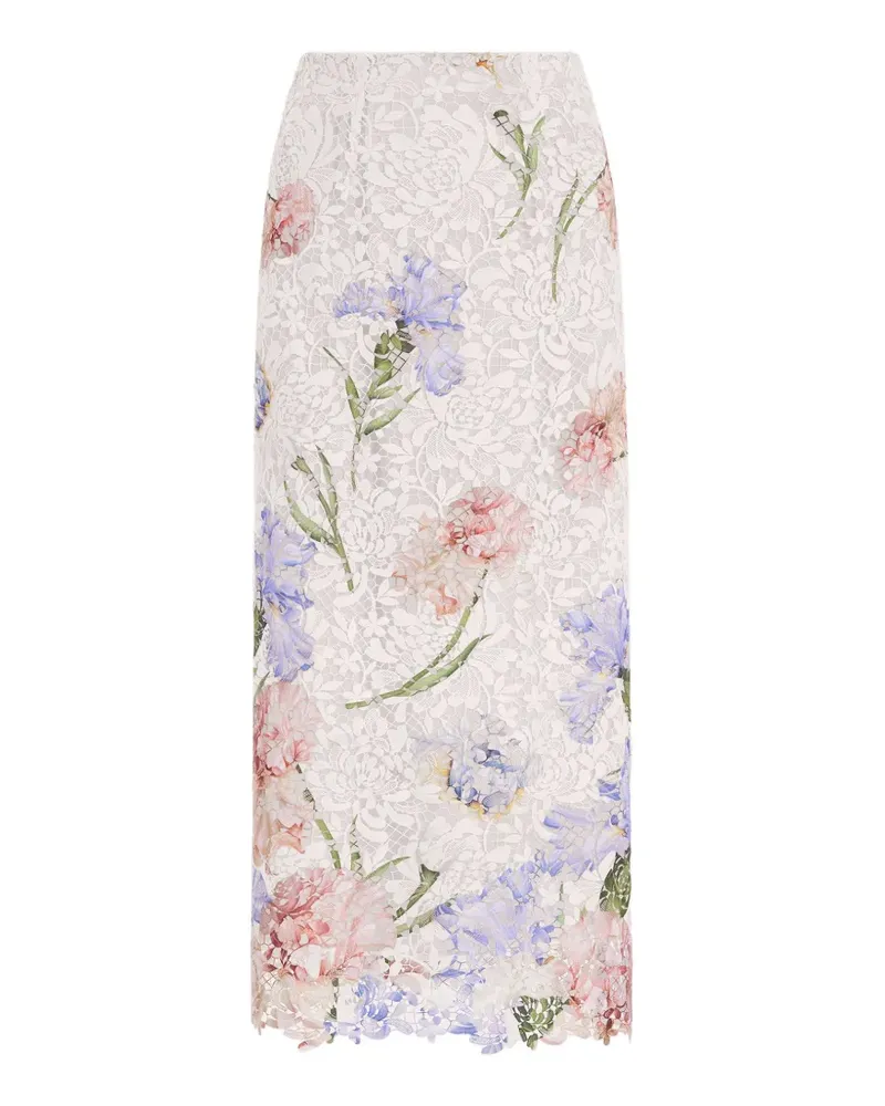 Oscar de la Renta Bleistiftrock mit Iris-Print - Weiß Weiß