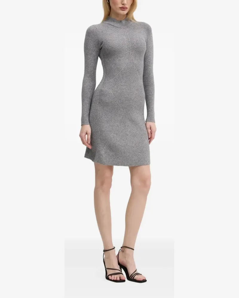 Never Fully Dressed Geripptes Midikleid - Grau Grau