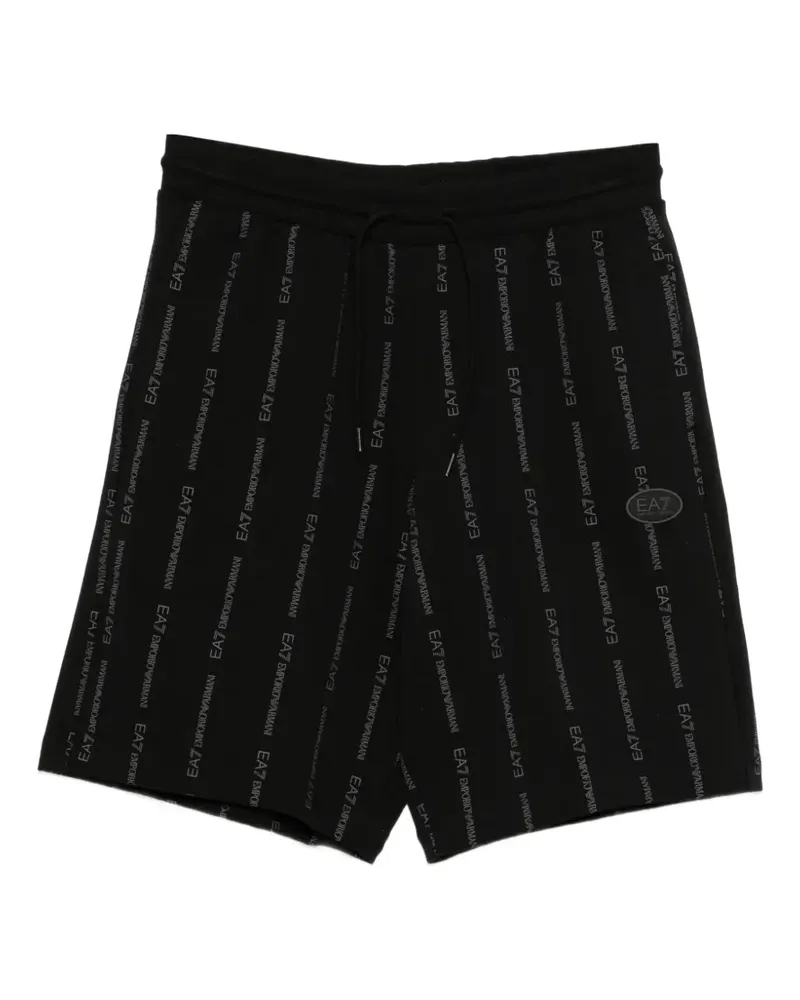 EA7 Shorts mit Logo-Print - Schwarz Schwarz