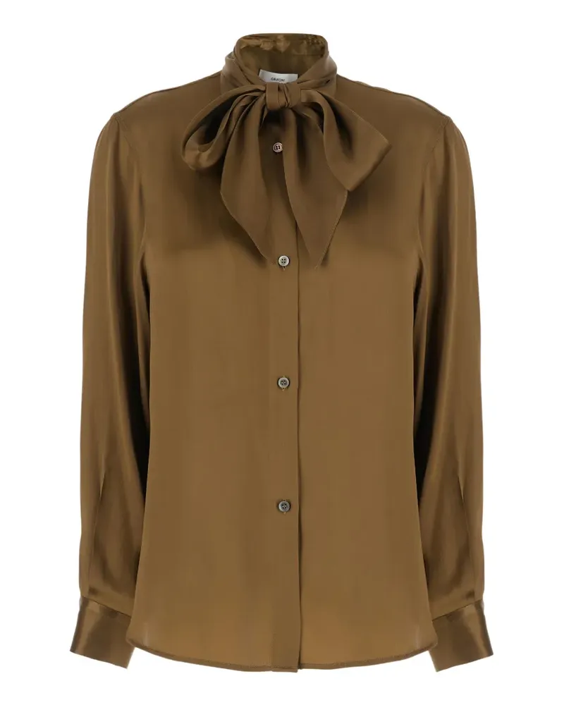 Mauro Grifoni bow-detail long-sleeve blouse - Braun Braun