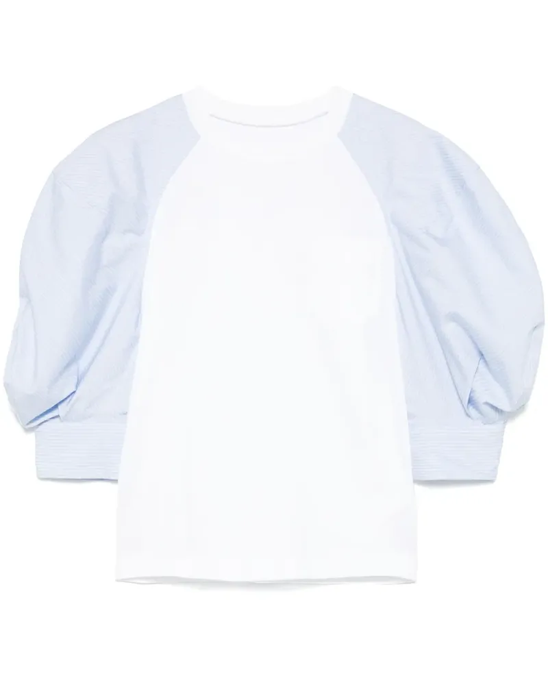 Sacai T-Shirt mit Popeline-Detail - Weiß Weiß