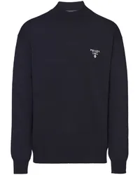 Prada Kaschmirpullover mit Intarsien-Logo Blau