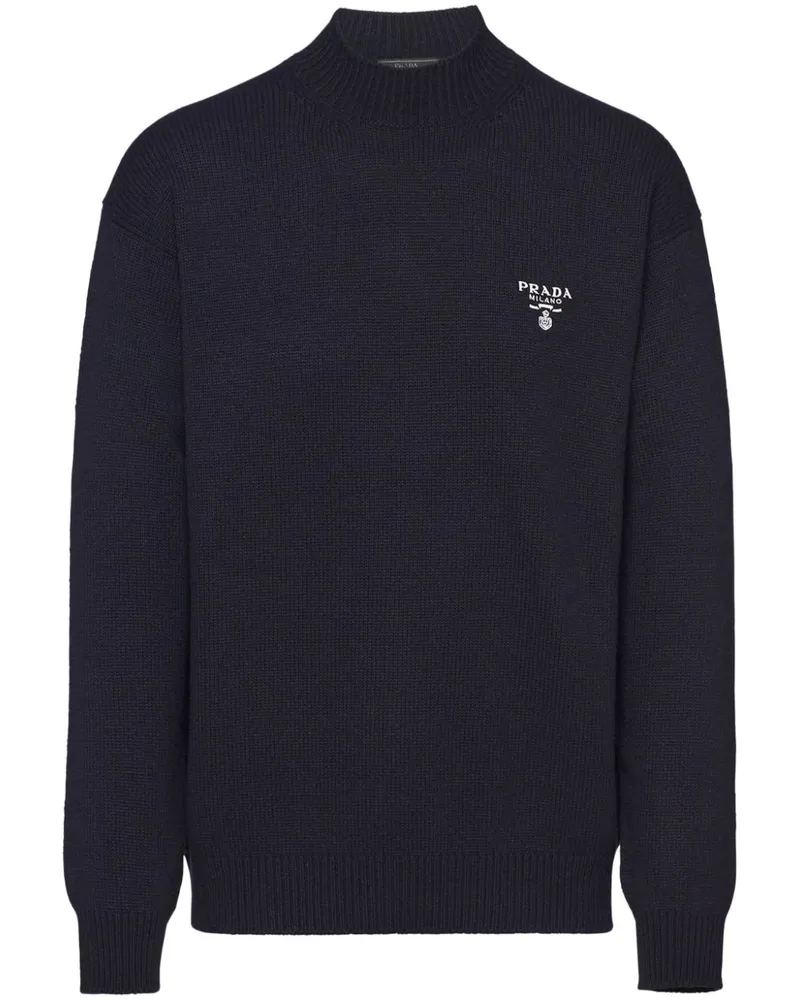 Prada Kaschmirpullover mit Intarsien-Logo - Blau Blau