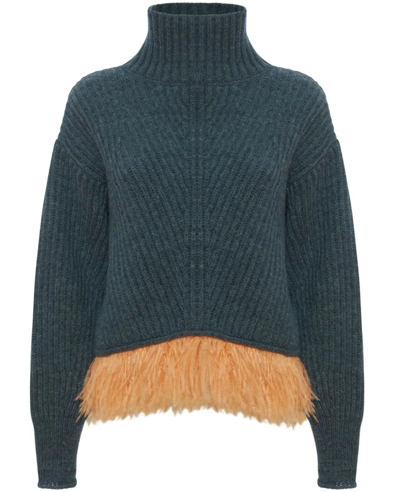 La DoubleJ Pullover mit Federbesatz - Grün Grün