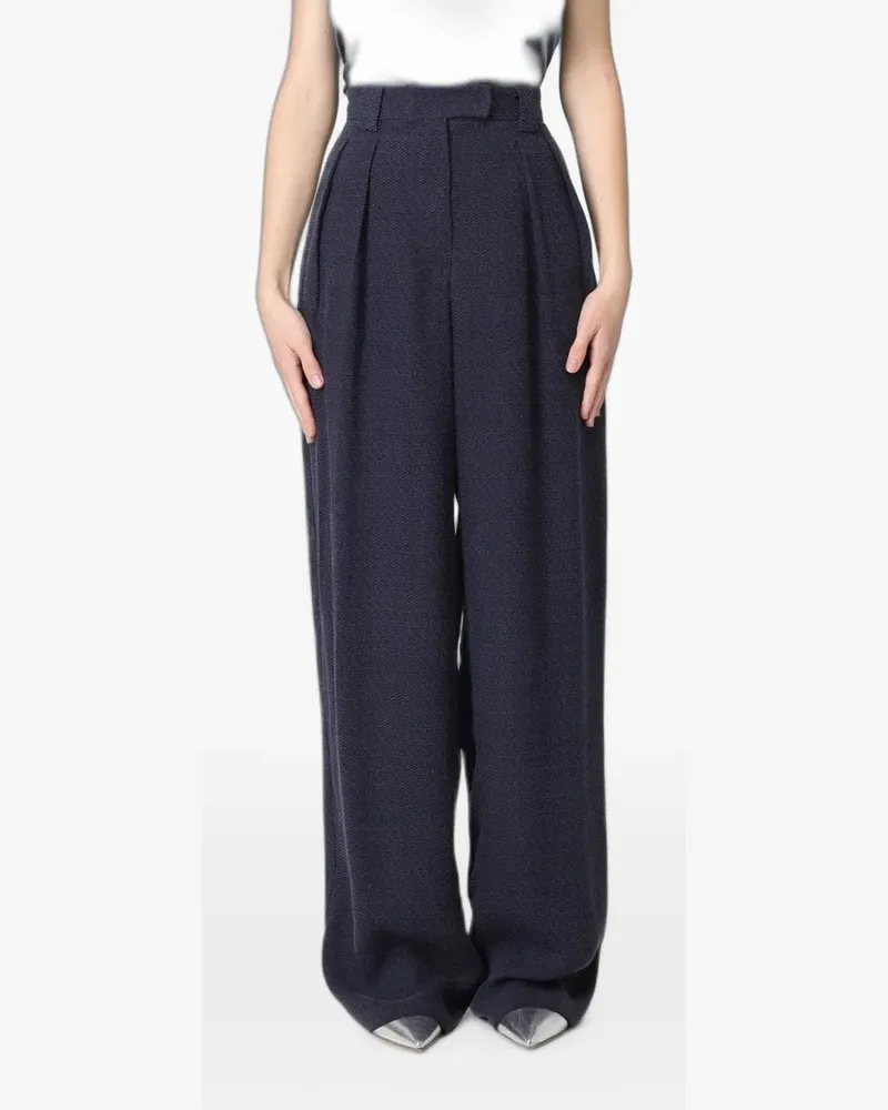 Emporio Armani micro-patterned pleated trousers - Blau Blau
