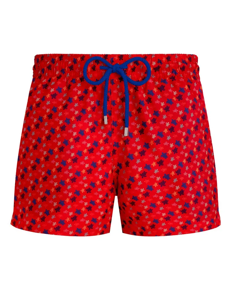 Vilebrequin Micro Ronde des Tortues Rainbow Badeshorts - 201 POPPY RED/RED 201