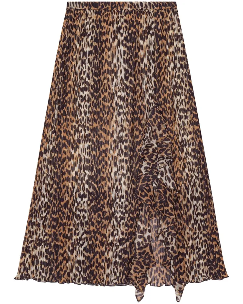 Ganni Maxirock mit Leoparden-Print - Braun Braun