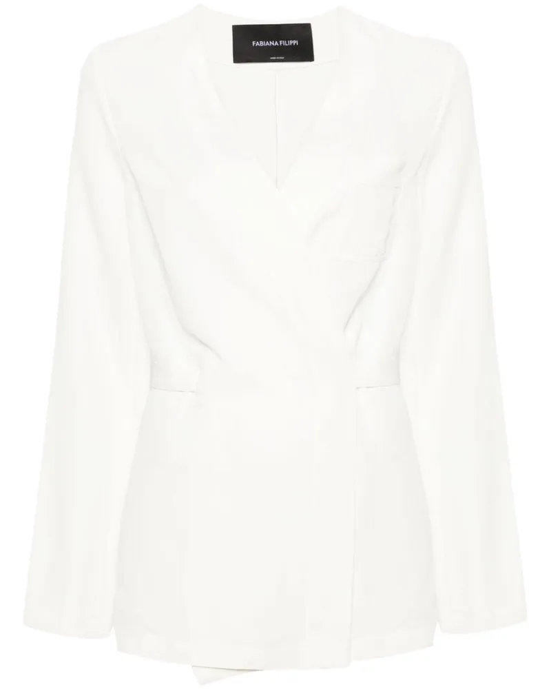 Fabiana Filippi Gewickelter Blazer ohne Revers - Weiß Weiß