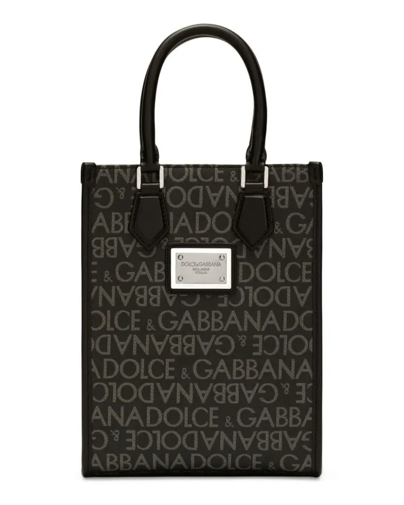 Dolce & Gabbana Shopper mit Logo-Print - Schwarz Schwarz