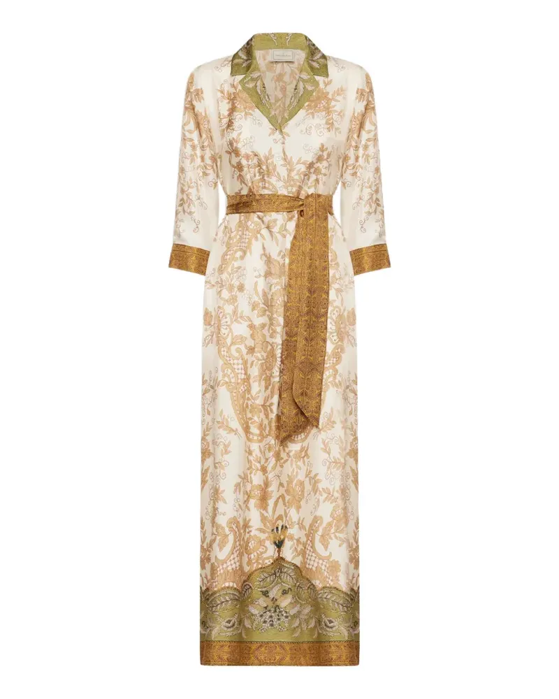 Pierre-Louis Mascia Aloe Maxi-Hemdkleid mit Blumenprint - Nude Nude