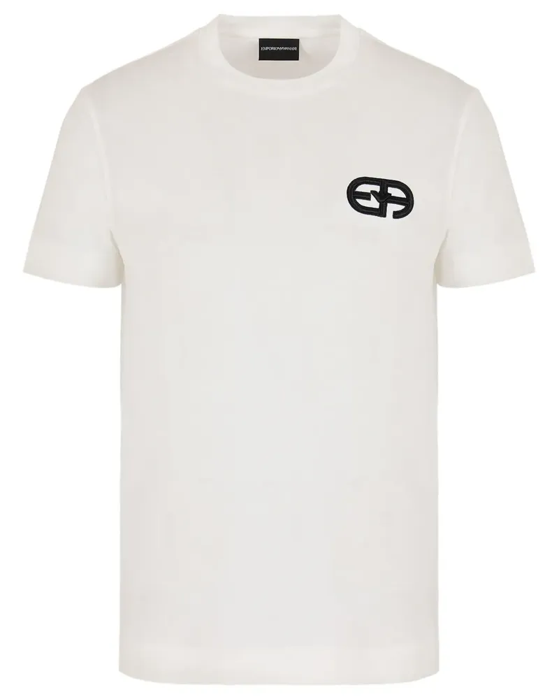Emporio Armani T-Shirt mit Logo-Stickerei - Weiß Weiß