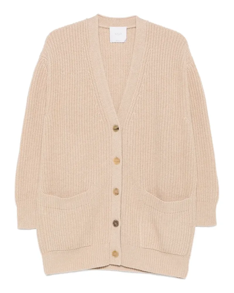 Malo Gerippter Cardigan mit V-Ausschnitt - Nude Nude