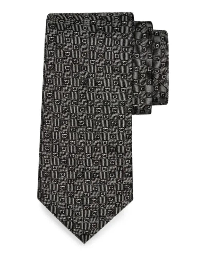 Ferragamo Gancini silk jacquard tie - Schwarz Schwarz