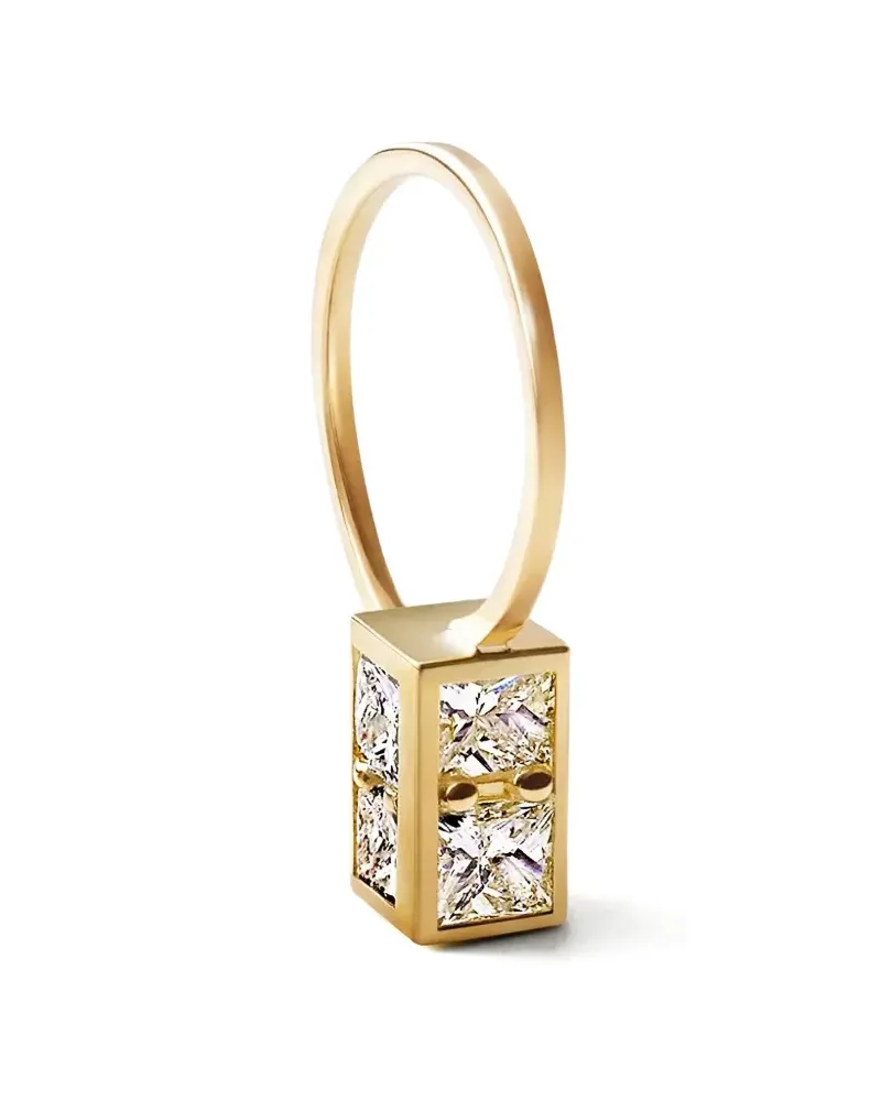 SHIHARA box-shaped diamond hoop earring - Gold Gold