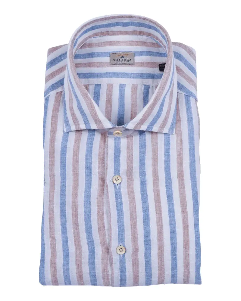 SONRISA vertical-stripe spread-collar shirt - Weiß Weiß