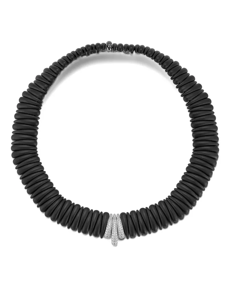 Roberto Demeglio Kleine 18kt Three Station Weißgoldhalskette - Silber Silber
