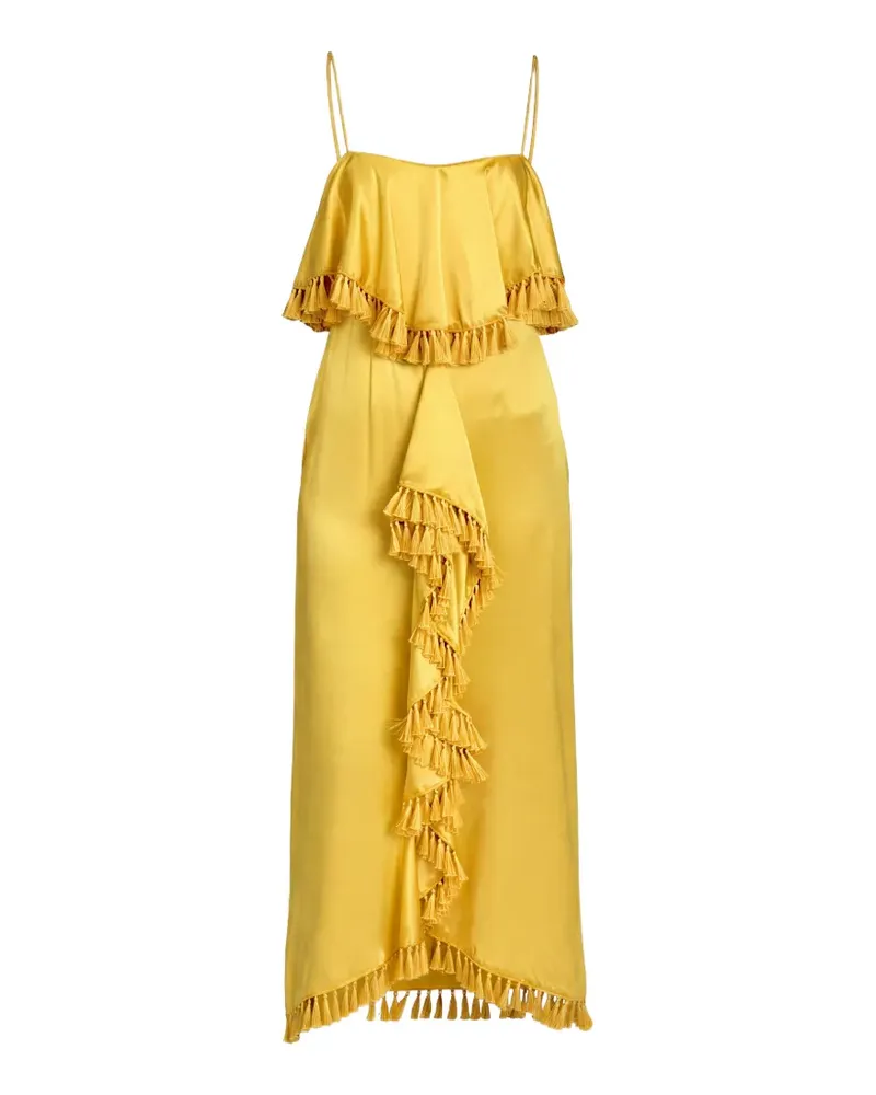 Cinq à Sept Luma Midikleid mit Quasten - Gelb Gelb