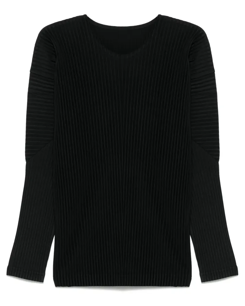 Issey Miyake Plissiertes T-Shirt - Schwarz Schwarz