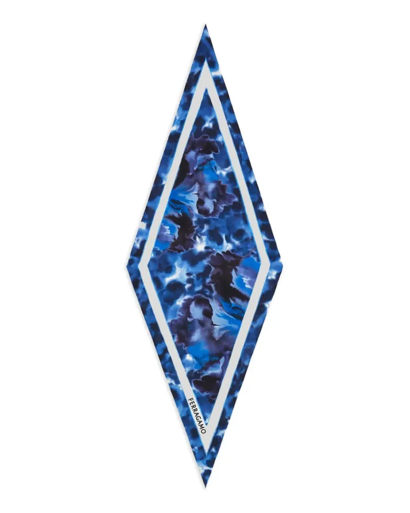 Ferragamo Carnation print diamond scarf - Blau Blau