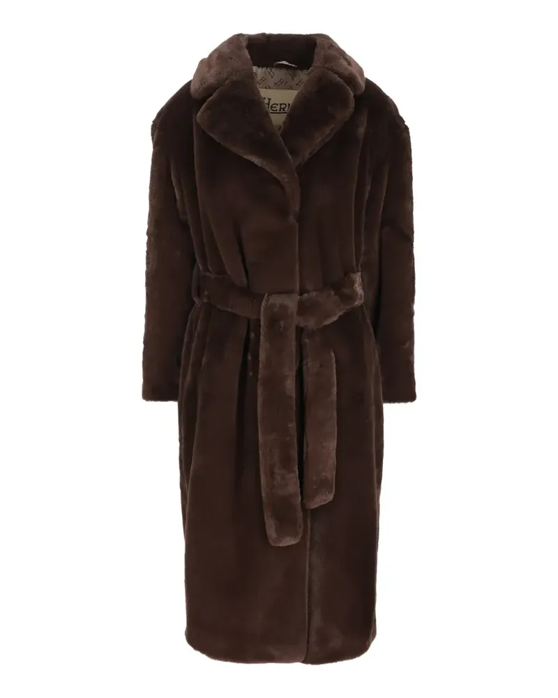 Herno belted faux-fur coat - Braun Braun
