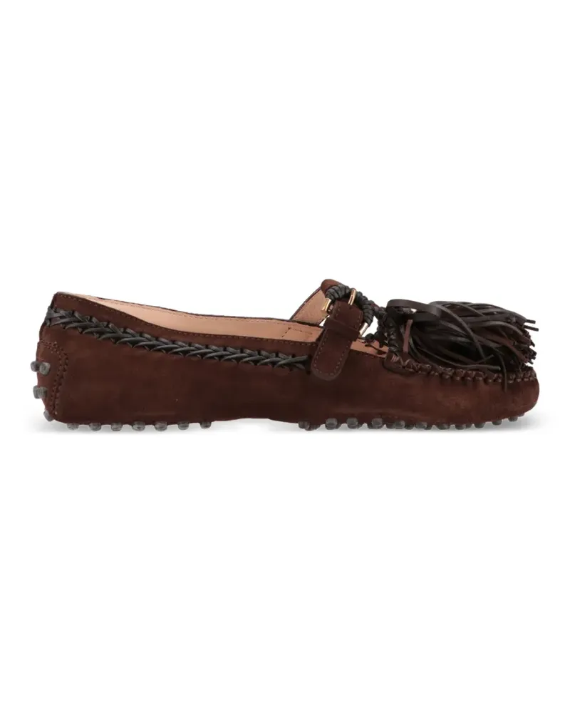 TOD'S Gommino-sole fringe-detail loafers - Braun Braun