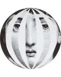 Fornasetti Teller mit Gesichtsmotiv Weiß