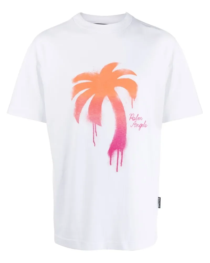 Palm Angels T-Shirt mit Palmen-Print - Weiß Weiß