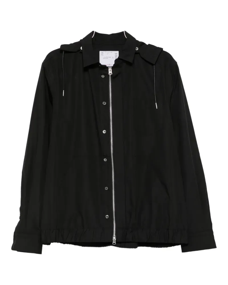 Sacai hooded zip-up lightweight jacket - Schwarz Schwarz