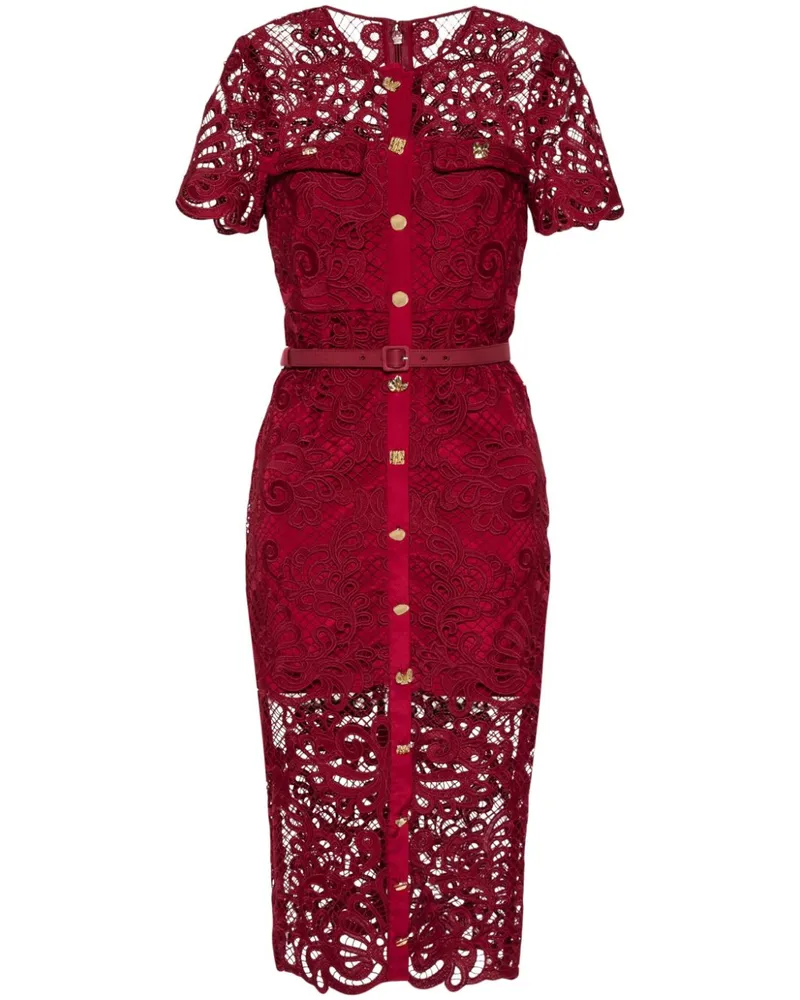 Self-Portrait Midikleid mit Spitze - Rot Rot