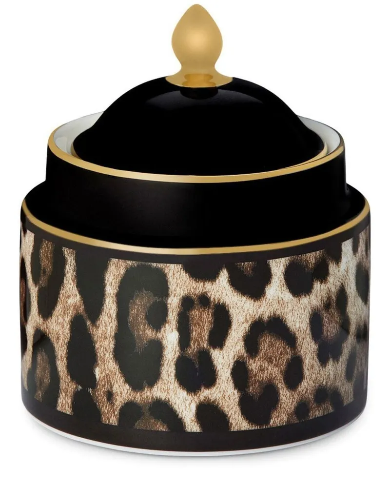 Dolce & Gabbana Zuckerdose mit Leoparden-Print - Schwarz Schwarz