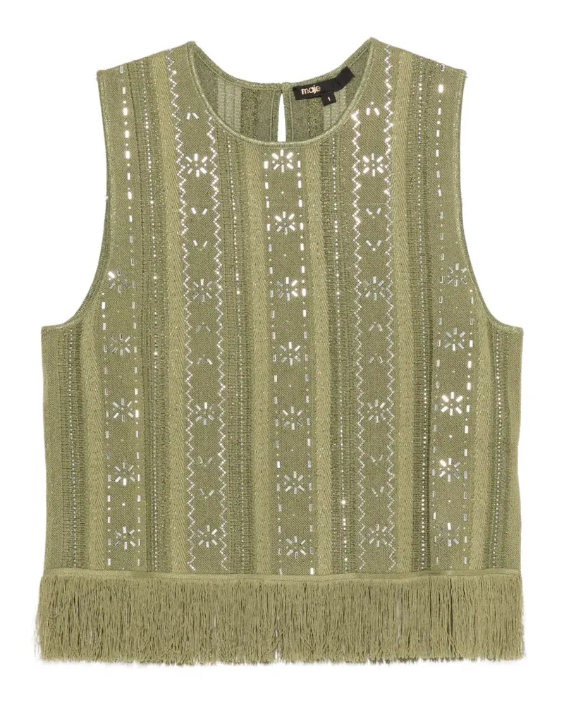 Maje Oberteil mit Fransen - Grün Grün