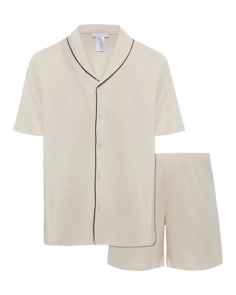 Hanro Natural Comfort Pyjama mit Paspeln - Nude Nude