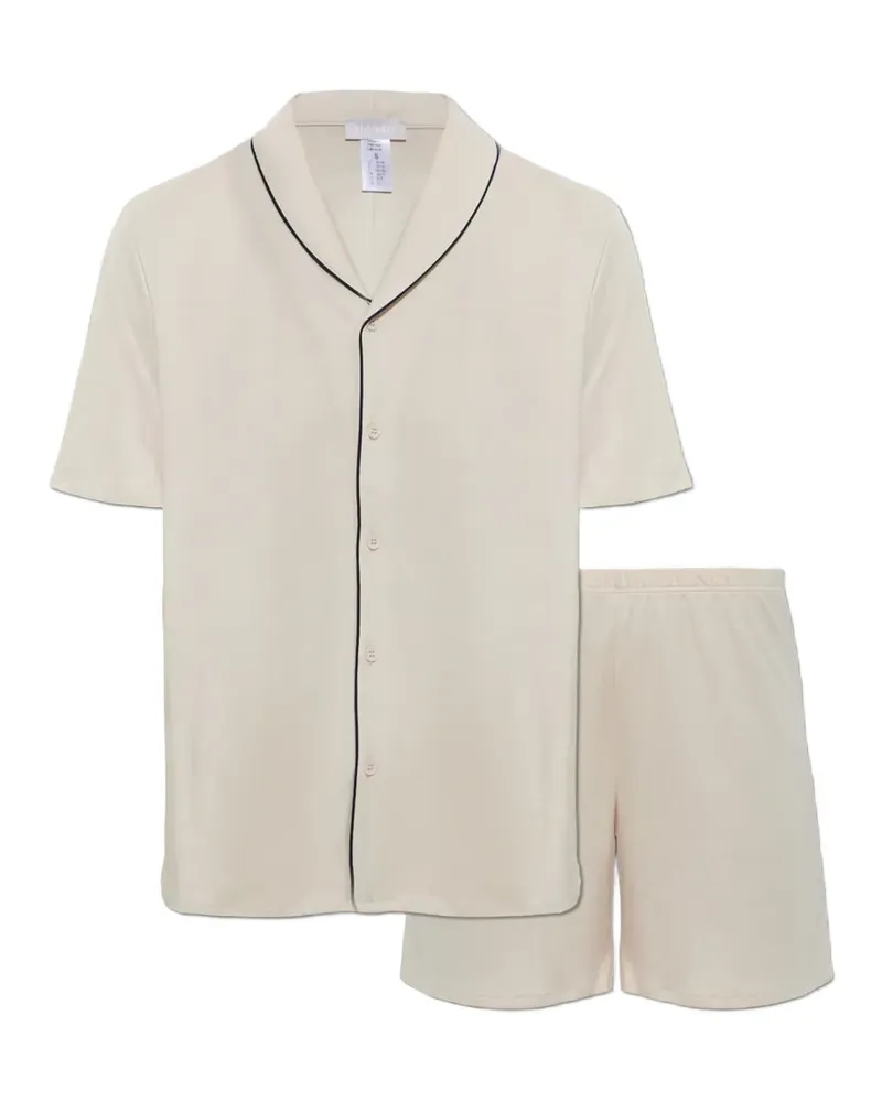Hanro Natural Comfort Pyjama mit Paspeln - Nude Nude