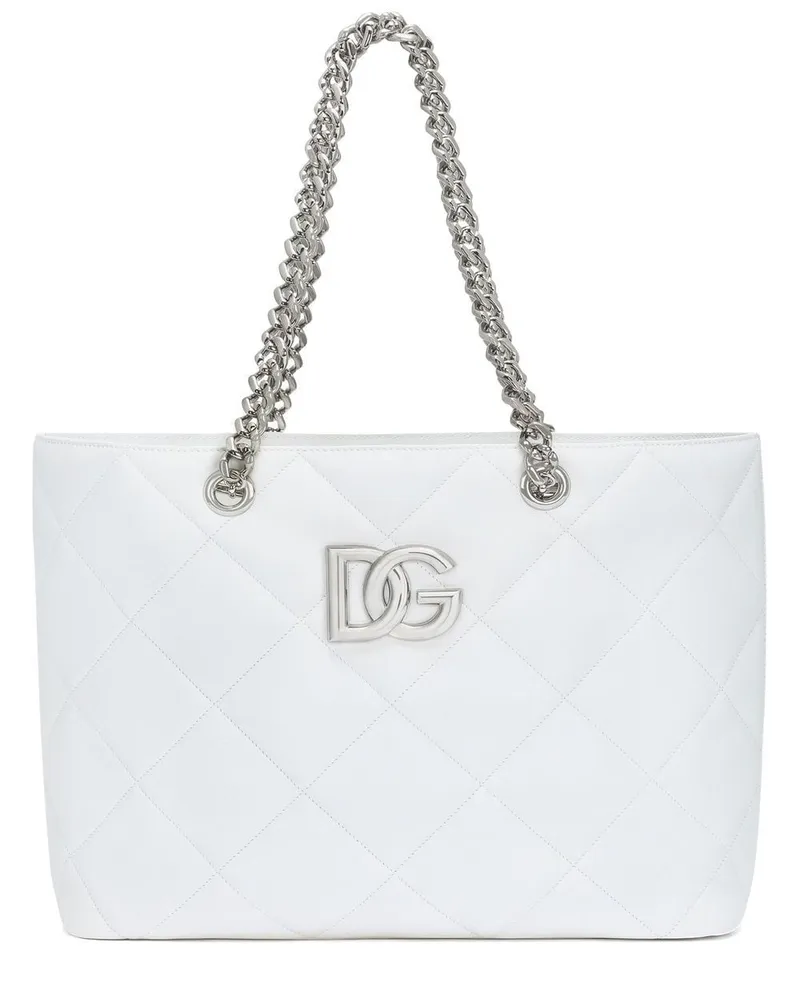 Dolce & Gabbana Shopper mit Logo-Schild - Weiß Weiß