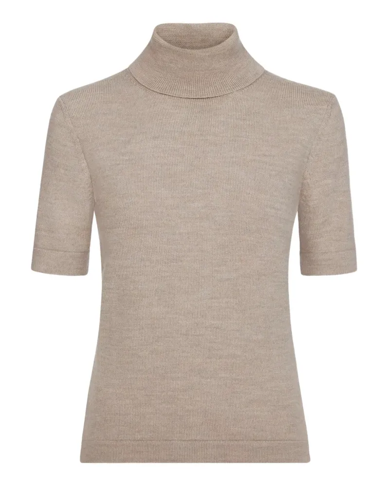 Oscar de la Renta Gestricktes T-Shirt mit Rollkragen - Nude Nude