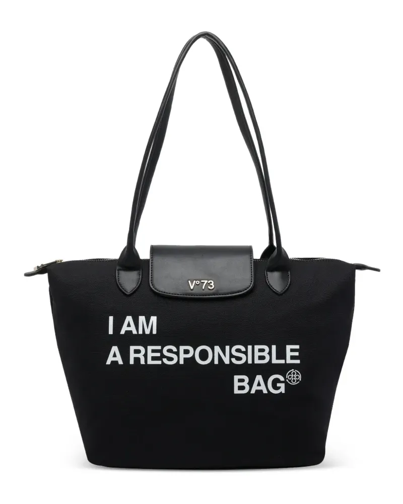 V°73 top handle tote bag - Schwarz Schwarz