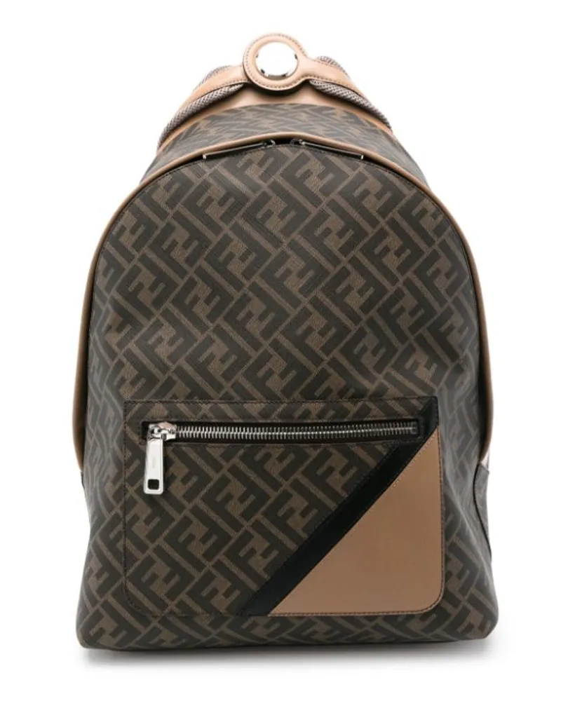 Fendi Chiodo Diagonal Rucksack aus Canvas - Braun Braun