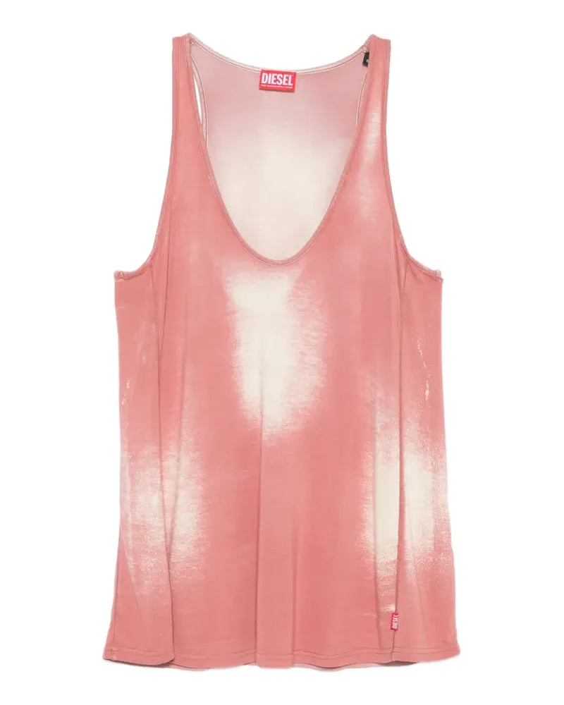 Diesel Bleach-Top mit V-Ausschnitt - Rosa Rosa