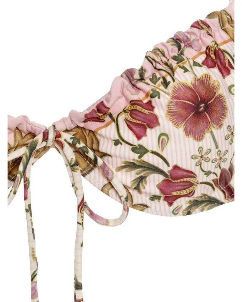 AGUA BENDITA Gerüschtes Lupita Bikinioberteil mit Blumen-Print - Nude Nude