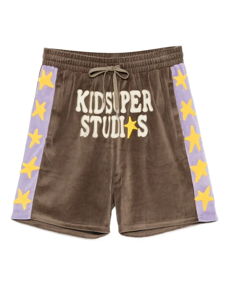 KidSuper Shorts mit Logo-Stickerei und Stern-Patch - Braun Braun