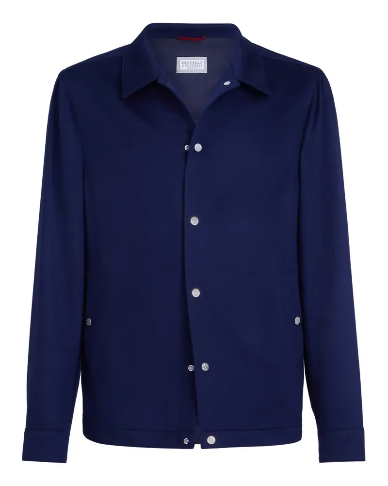 Brunello Cucinelli Hemdjacke aus Kaschmir mit Flanellstruktur - Blau Blau
