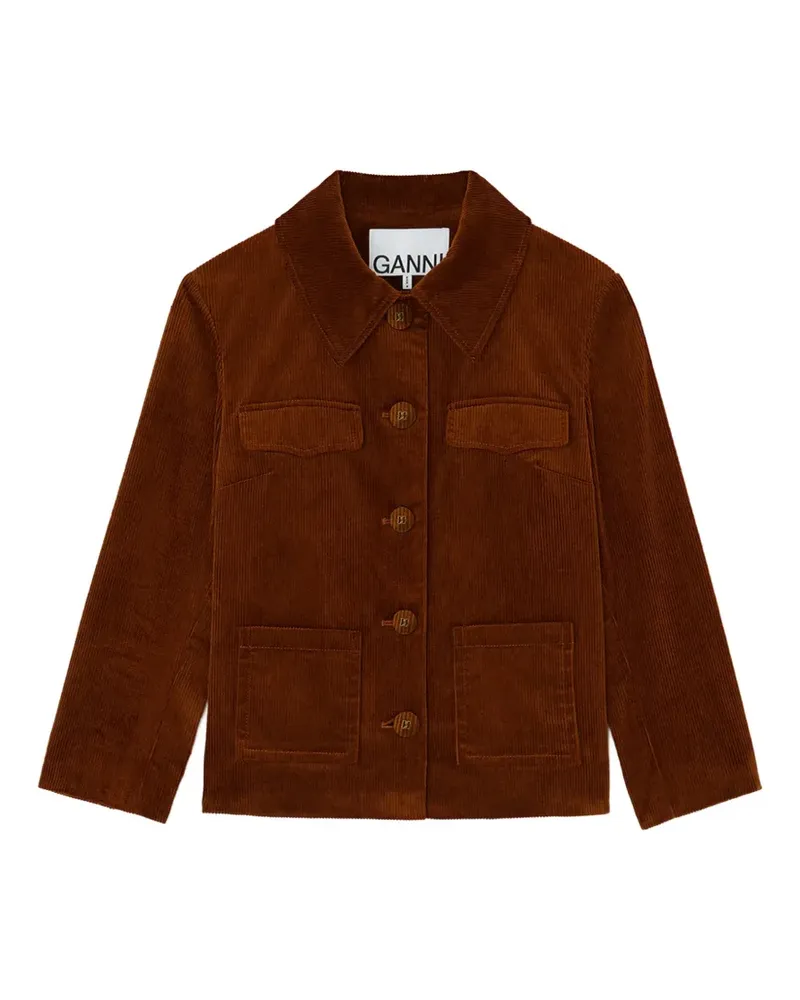 Ganni Blazer aus braunem Cord Braun