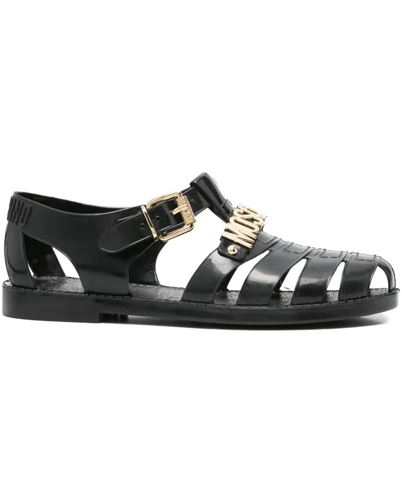 Moschino Sandalen mit Logo-Schild - Schwarz Schwarz