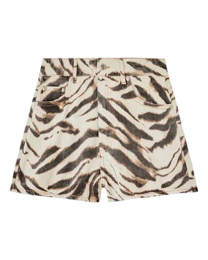 Ganni Shorts aus Denim mit Zebraprint - Nude Nude