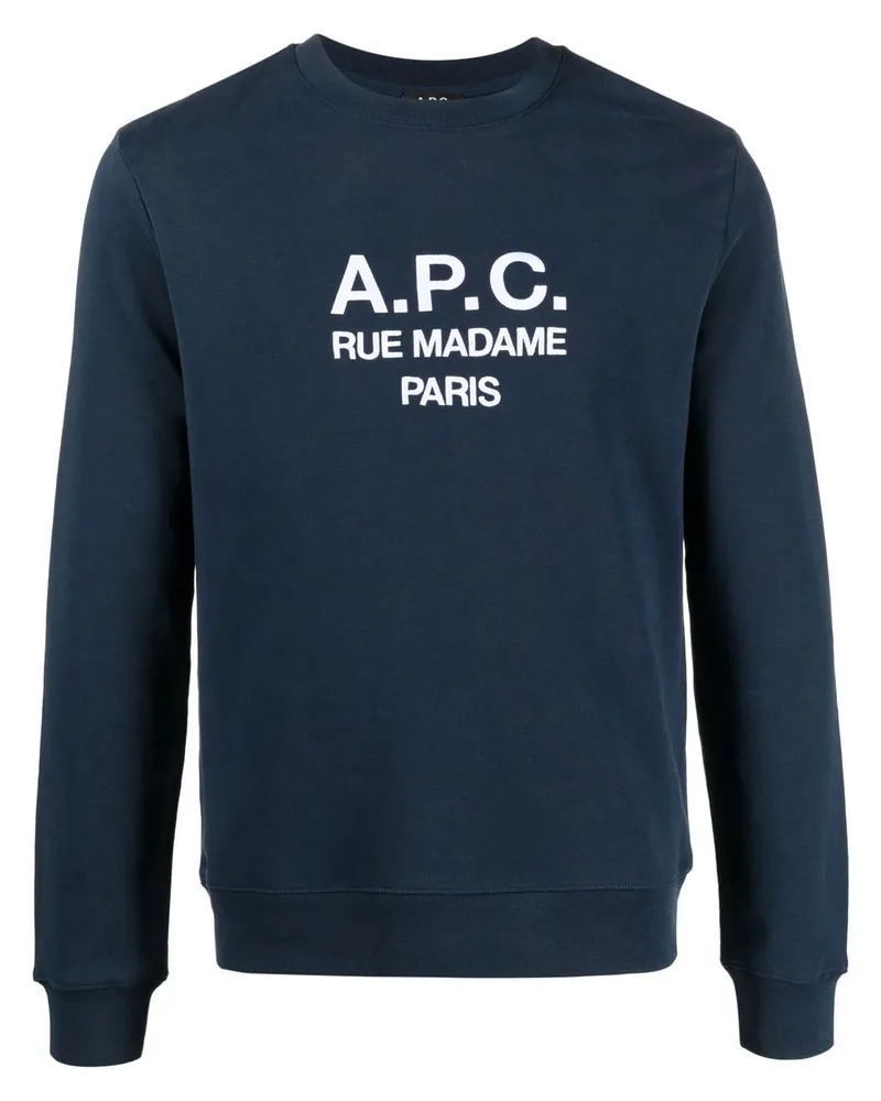 A.P.C. Sweatshirt mit Logo-Stickerei - Blau Blau