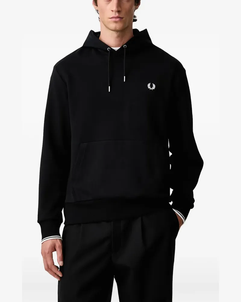 Fred Perry logo-embroidered hoodie - Schwarz Schwarz