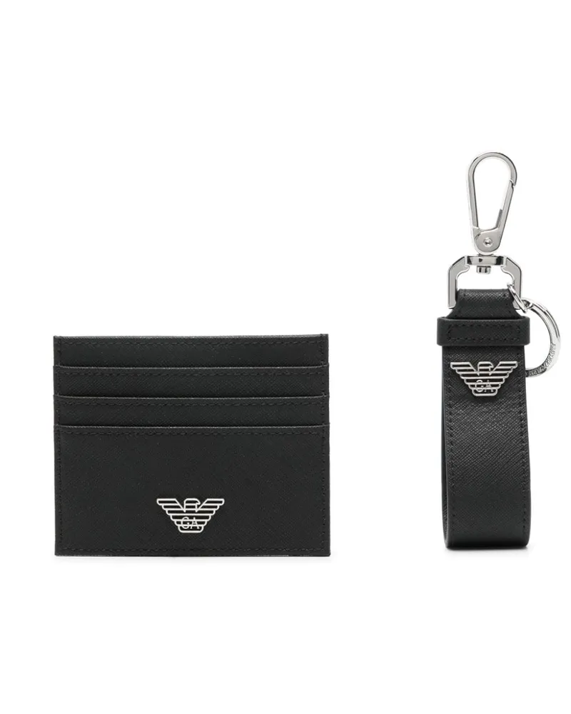 Emporio Armani Portemonnaie-Set mit Logo-Schild - Schwarz Schwarz