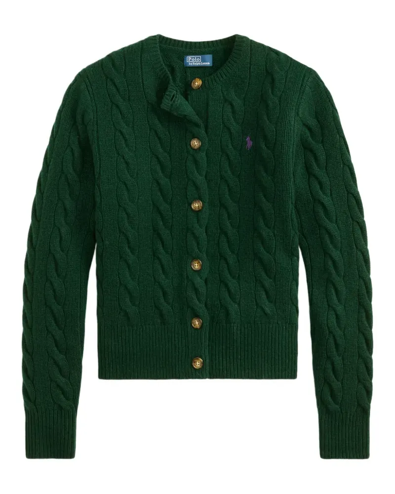 Ralph Lauren Zopfmuster-Cardigan mit Pony-Stickerei - Grün Grün