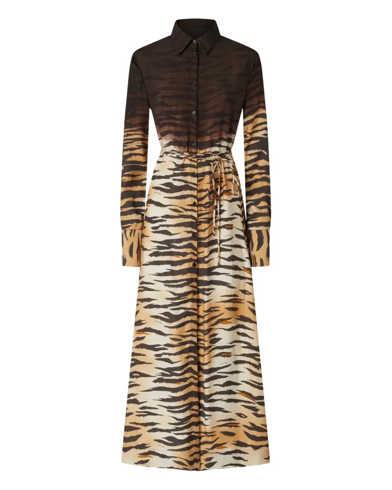Pinko Tiger-Kleid mit Bindegürtel - Braun Braun