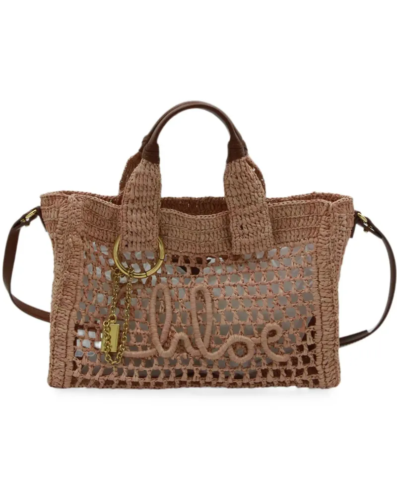 Chloé small Summer Banana woven-raffia shoulder bag - Nude Nude